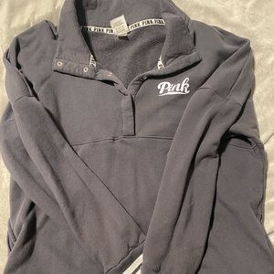 Grey PINK brand half button pull over